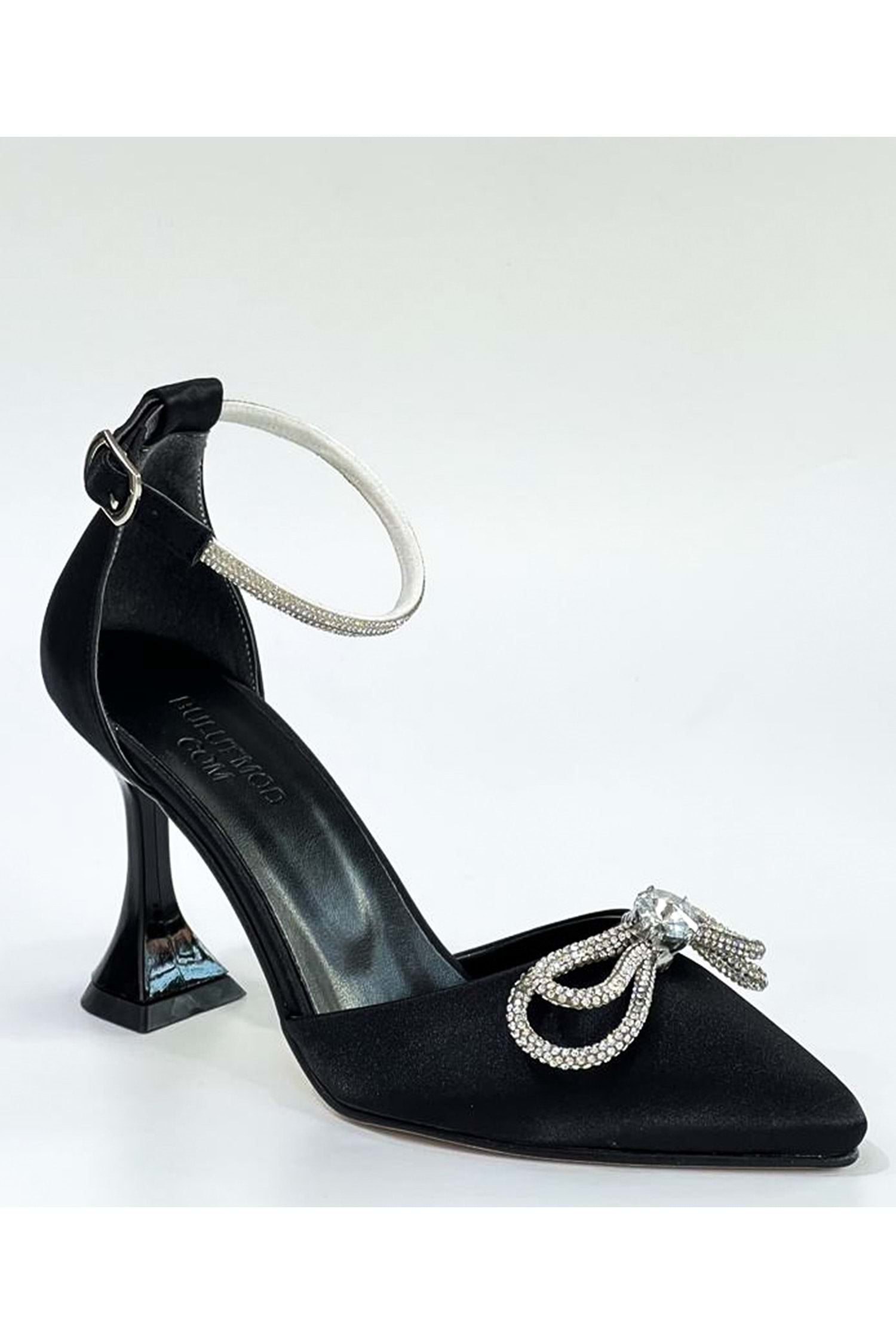 Luxury Black Stiletto Heels for Women – Crystal Butterfly Brooch | Designer Party Wear Sandals | Elegant Gift Idea