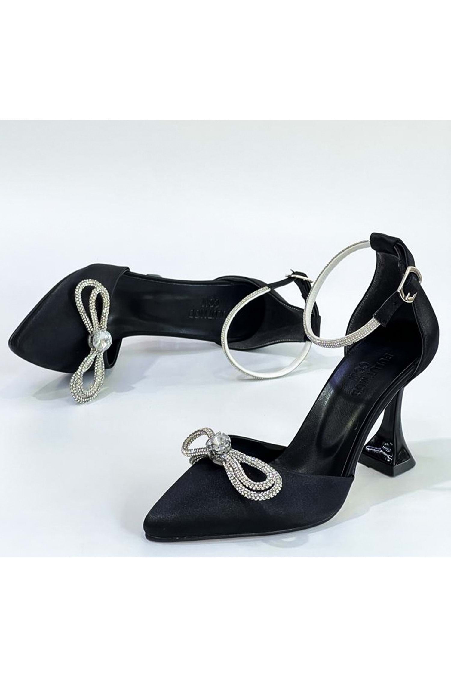 Luxury Black Stiletto Heels for Women – Crystal Butterfly Brooch | Designer Party Wear Sandals | Elegant Gift Idea