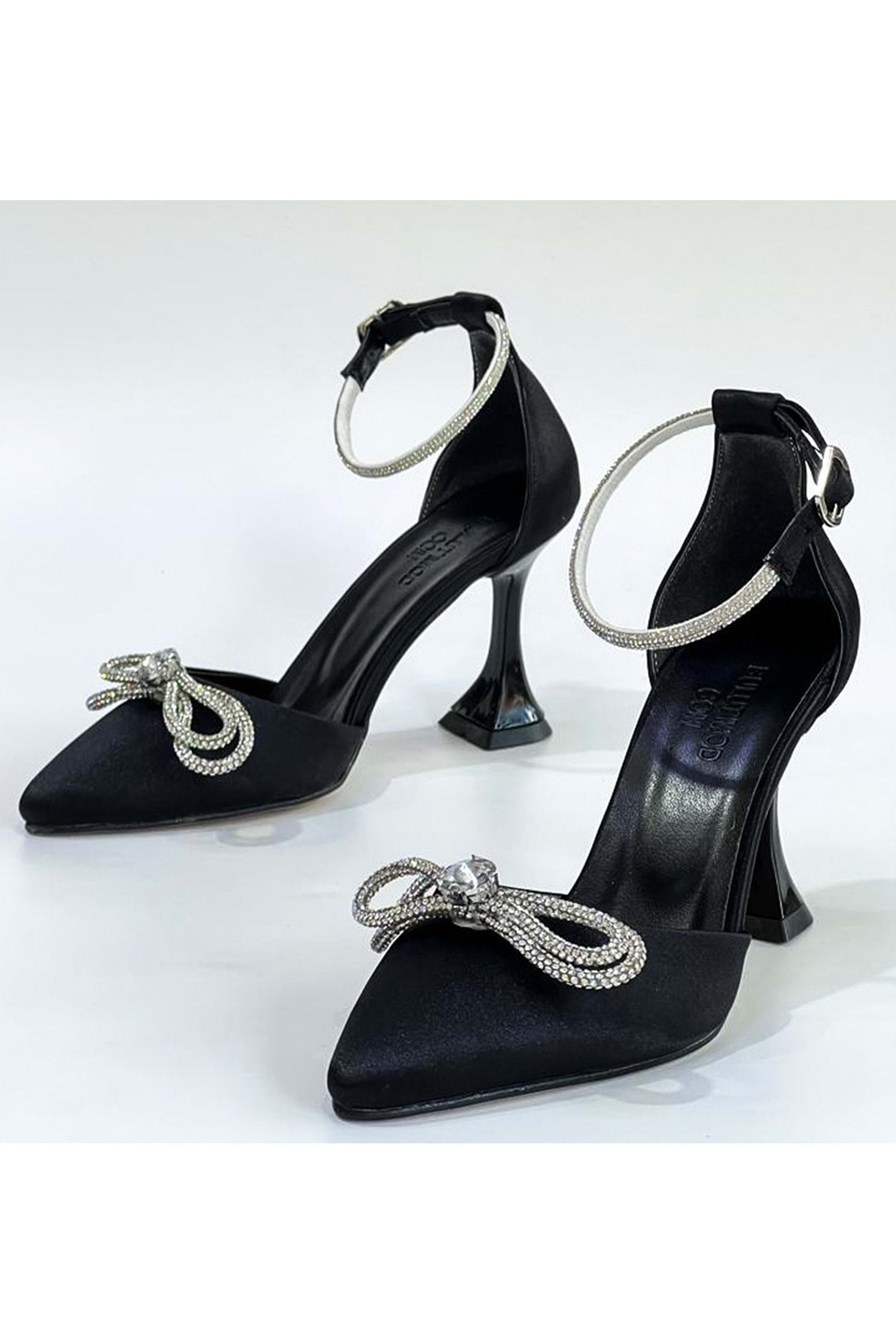 Luxury Black Stiletto Heels for Women – Crystal Butterfly Brooch | Designer Party Wear Sandals | Elegant Gift Idea