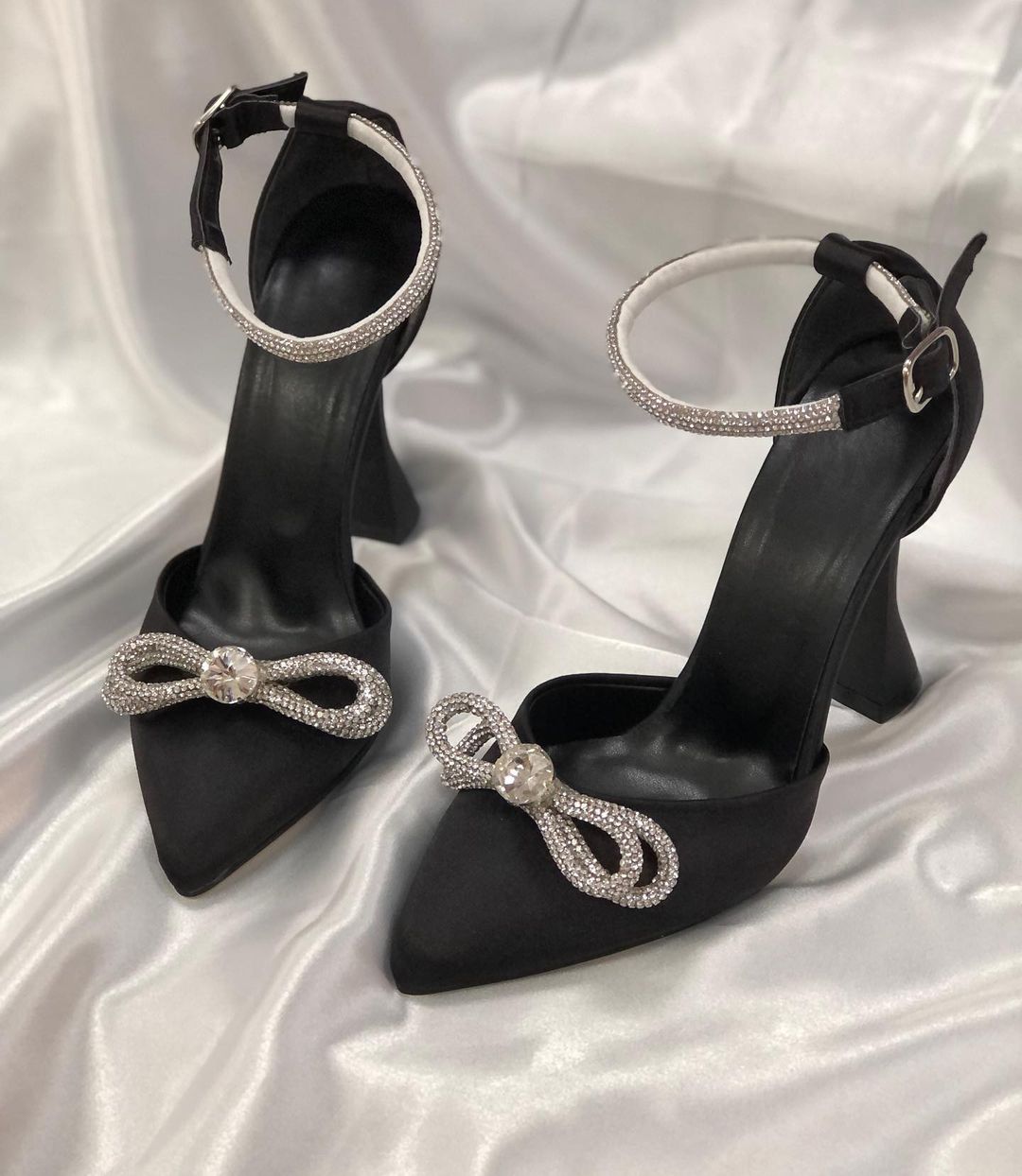 Luxury Black Stiletto Heels for Women – Crystal Butterfly Brooch | Designer Party Wear Sandals | Elegant Gift Idea