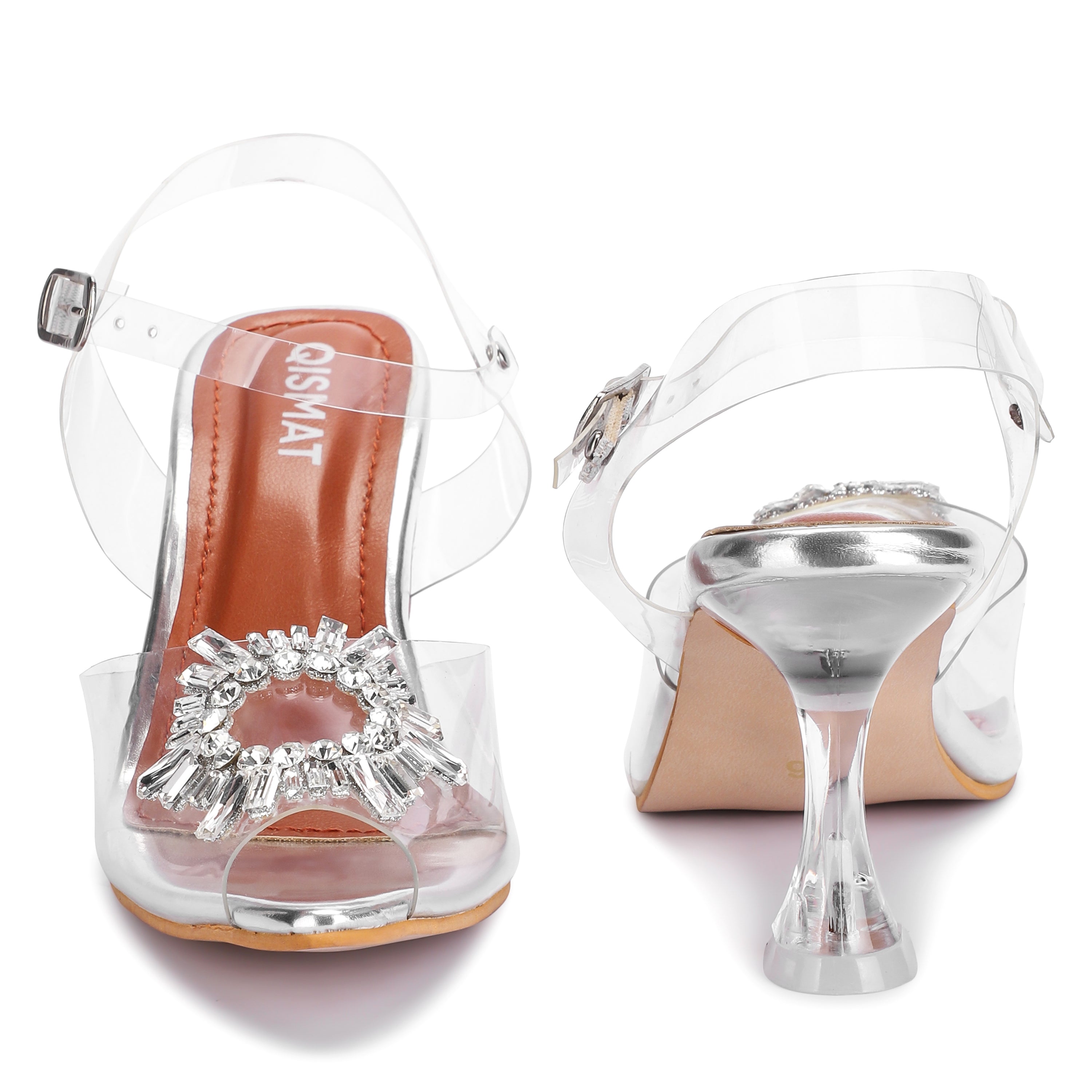 Luxury Heels for Women's With Belt and High Quality Broach in Transparent Design - Gift for Her