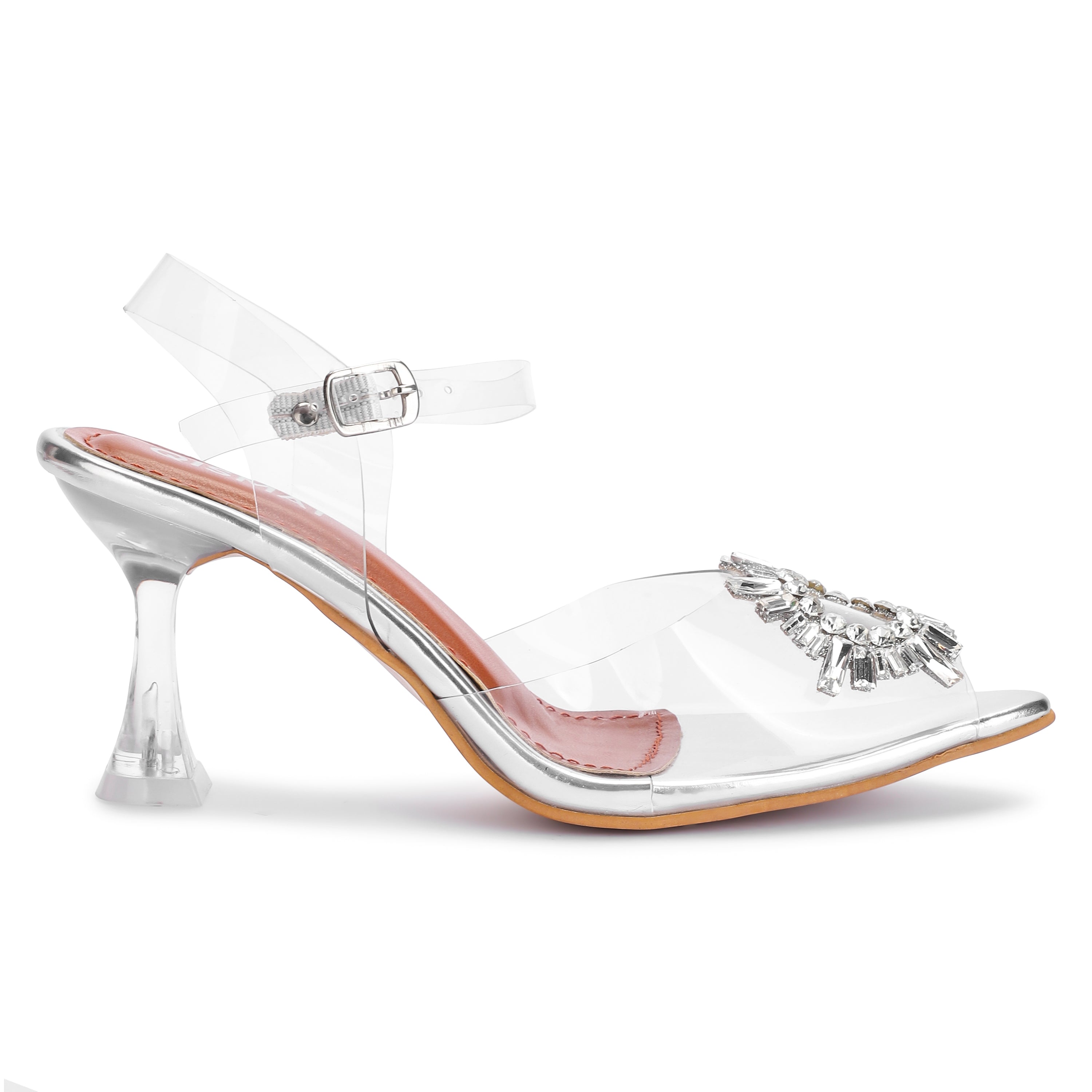 Luxury Heels for Women's With Belt and High Quality Broach in Transparent Design - Gift for Her