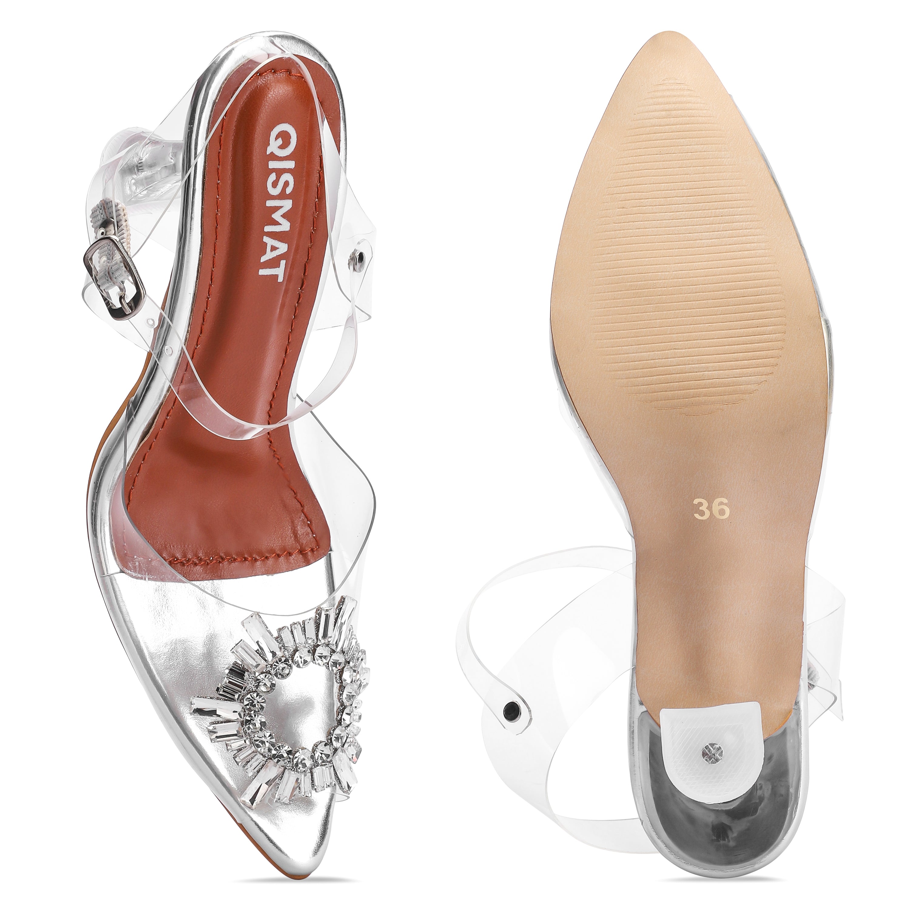 Luxury Heels for Women's With Belt and High Quality Broach in Transparent Design - Gift for Her
