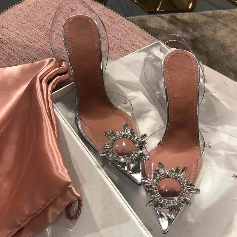Luxury Heels for Women's With Belt and High Quality Broach in Transparent Design - Gift for Her