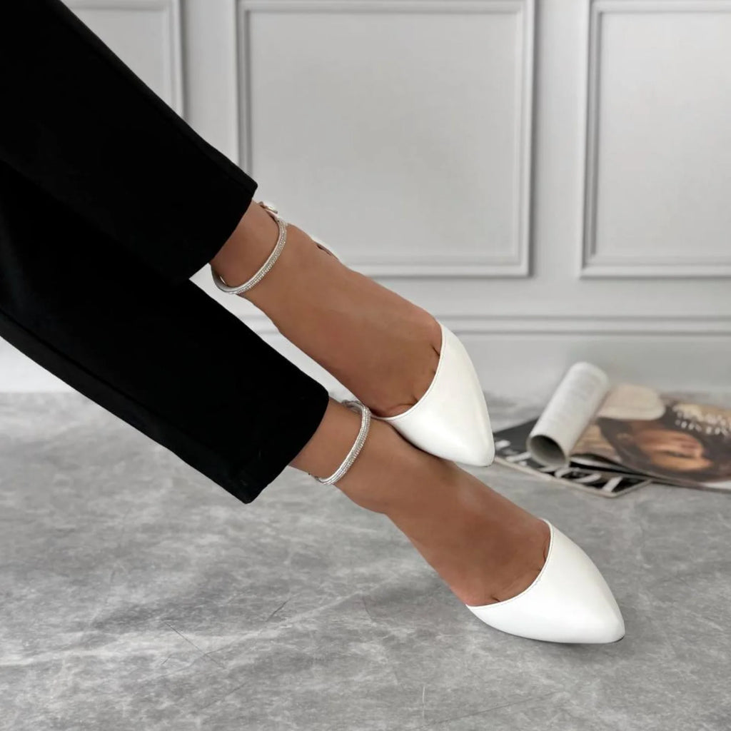 Luxury Heels for Women's with Beautiful and Elegant Design and Daimond lace Belt in White color by Qismat
